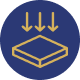 Icon of a rectangular package with three downward arrows above, indicating a "fragile - handle with care" or "do not stack" warning.